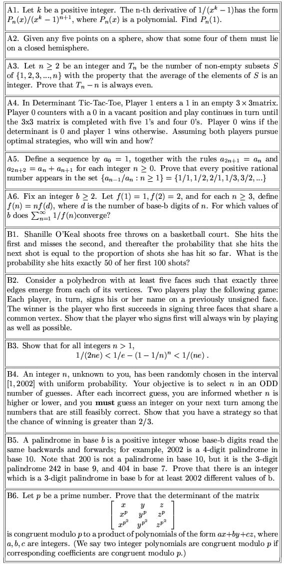 Putnam Exam 2002