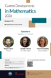 A poster with event details for the 2026 Current Developments in Mathematics conference held at Harvard.