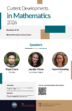 A poster with event details for the 2026 Current Developments in Mathematics conference held at Harvard.