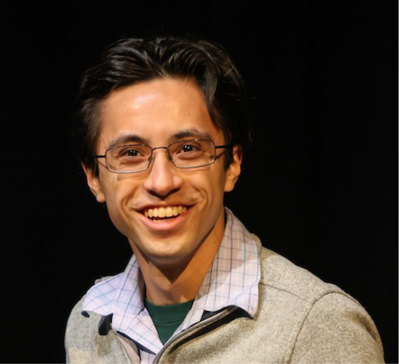 A headshot of Harvard math graduate student Ollie Thakar on a black background.